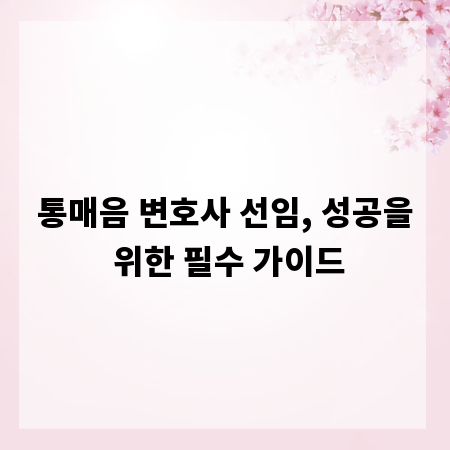 통매음 변호사 선임, 성공을 위한 필수 가이드