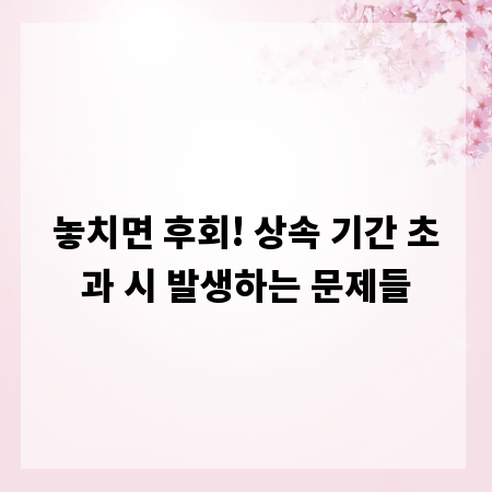 놓치면 후회! 상속 기간 초과 시 발생하는 문제들