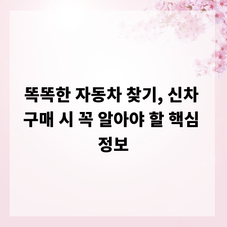 똑똑한 자동차 찾기, 신차 구매 시 꼭 알아야 할 핵심 정보