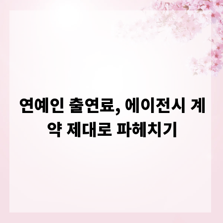 연예인 출연료, 에이전시 계약 제대로 파헤치기
