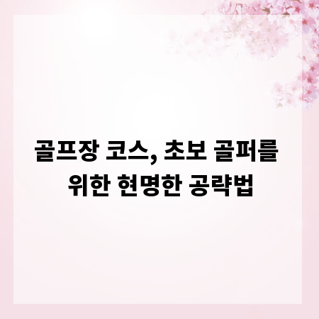 골프장 코스, 초보 골퍼를 위한 현명한 공략법