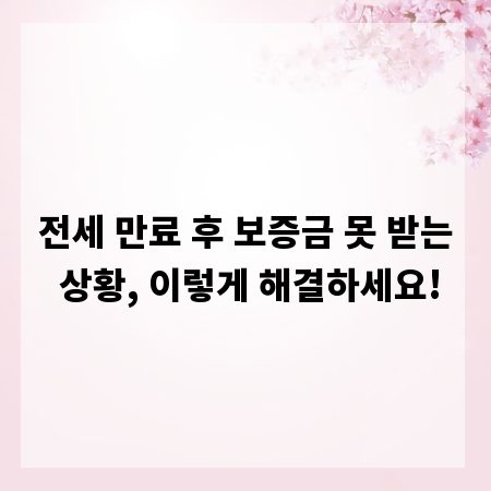 전세 만료 후 보증금 못 받는 상황, 이렇게 해결하세요!