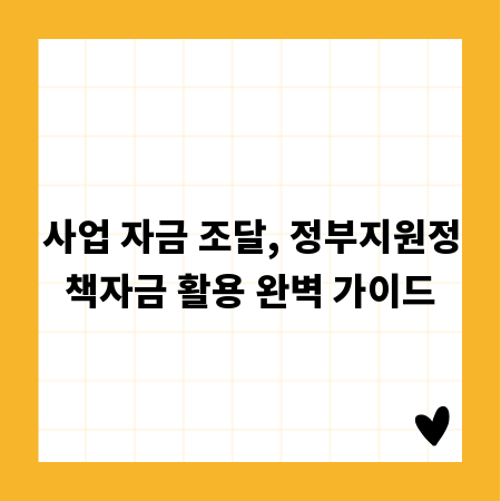 사업 자금 조달, 정부지원정책자금 활용 완벽 가이드