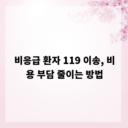 비응급 환자 119 이송, 비용 부담 줄이는 방법