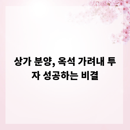 상가 분양, 옥석 가려내 투자 성공하는 비결