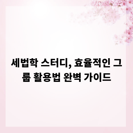 세법학 스터디, 효율적인 그룹 활용법 완벽 가이드