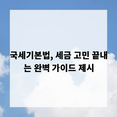 국세기본법, 세금 고민 끝내는 완벽 가이드 제시
