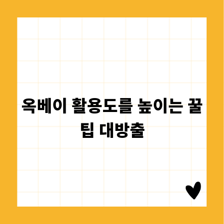 옥베이 활용도를 높이는 꿀팁 대방출