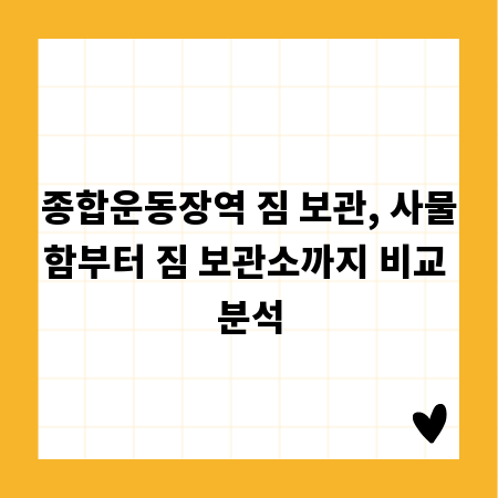 종합운동장역 짐 보관, 사물함부터 짐 보관소까지 비교 분석