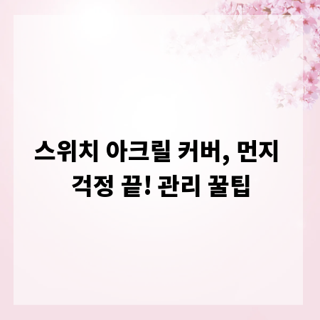 스위치 아크릴 커버, 먼지 걱정 끝! 관리 꿀팁