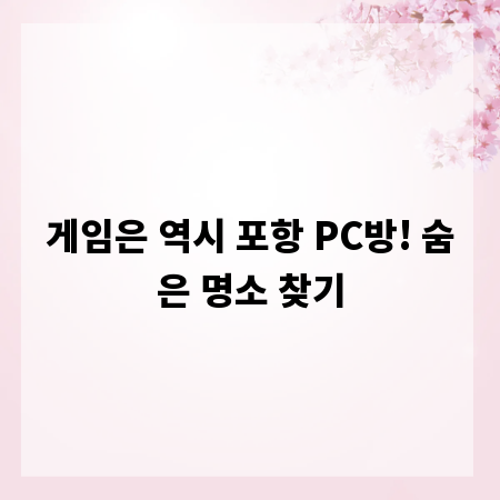 게임은 역시 포항 PC방! 숨은 명소 찾기