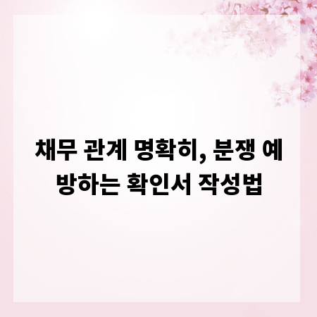 채무 관계 명확히, 분쟁 예방하는 확인서 작성법