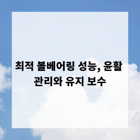 최적 볼베어링 성능, 윤활 관리와 유지 보수