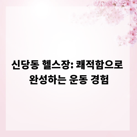 신당동 헬스장: 쾌적함으로 완성하는 운동 경험