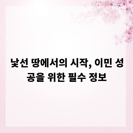 낯선 땅에서의 시작, 이민 성공을 위한 필수 정보