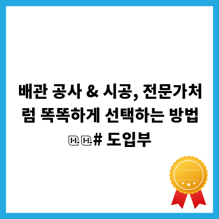 배관 공사 & 시공, 전문가처럼 똑똑하게 선택하는 방법

# 도입부