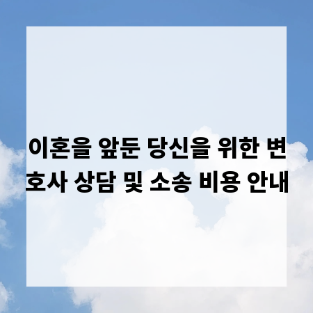 이혼을 앞둔 당신을 위한 변호사 상담 및 소송 비용 안내