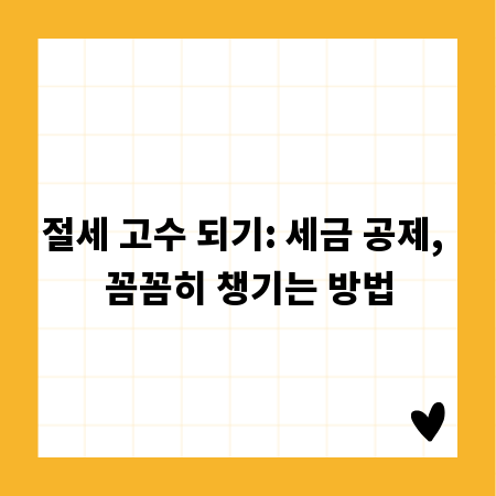 절세 고수 되기: 세금 공제, 꼼꼼히 챙기는 방법