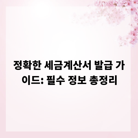 정확한 세금계산서 발급 가이드: 필수 정보 총정리