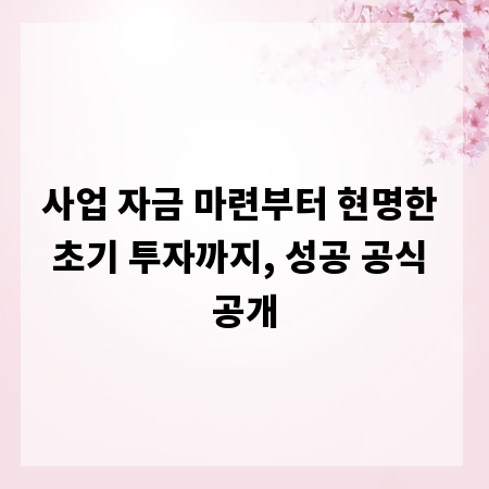 사업 자금 마련부터 현명한 초기 투자까지, 성공 공식 공개