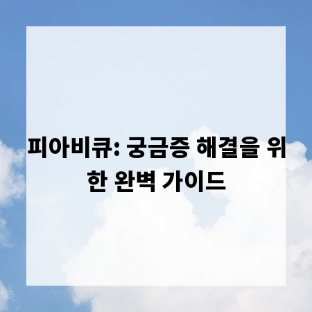 피아비큐: 궁금증 해결을 위한 완벽 가이드