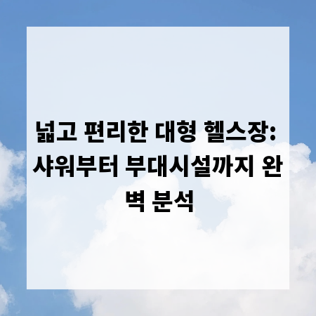 넓고 편리한 대형 헬스장: 샤워부터 부대시설까지 완벽 분석