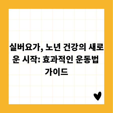 실버요가, 노년 건강의 새로운 시작: 효과적인 운동법 가이드