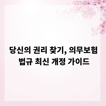 당신의 권리 찾기, 의무보험 법규 최신 개정 가이드
