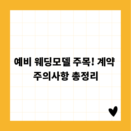 예비 웨딩모델 주목! 계약 주의사항 총정리