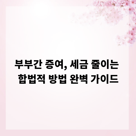 부부간 증여, 세금 줄이는 합법적 방법 완벽 가이드