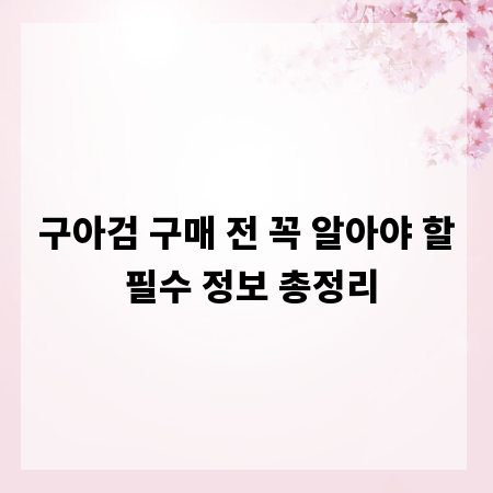 구아검 구매 전 꼭 알아야 할 필수 정보 총정리