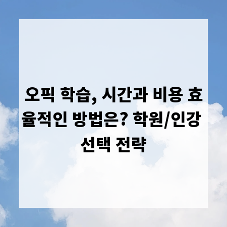 오픽 학습, 시간과 비용 효율적인 방법은? 학원/인강 선택 전략