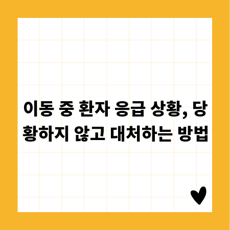 이동 중 환자 응급 상황, 당황하지 않고 대처하는 방법