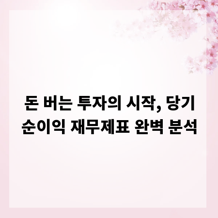 돈 버는 투자의 시작, 당기순이익 재무제표 완벽 분석