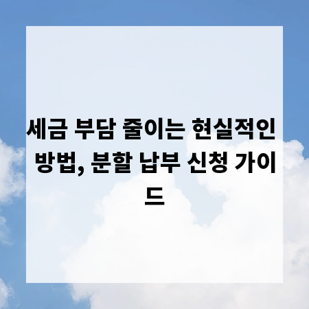 세금 부담 줄이는 현실적인 방법, 분할 납부 신청 가이드