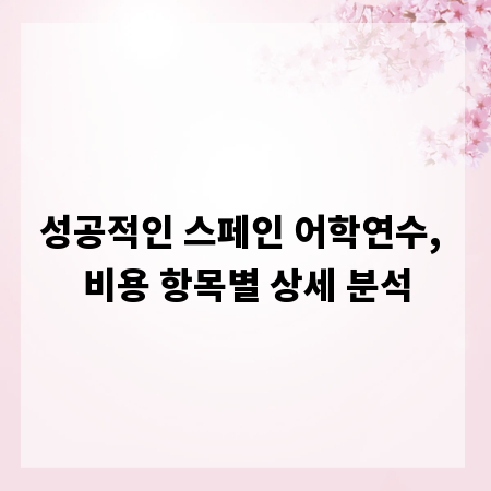 성공적인 스페인 어학연수, 비용 항목별 상세 분석