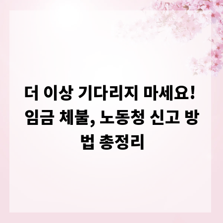 더 이상 기다리지 마세요! 임금 체불, 노동청 신고 방법 총정리