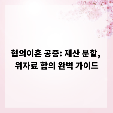 협의이혼 공증: 재산 분할, 위자료 합의 완벽 가이드