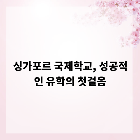 싱가포르 국제학교, 성공적인 유학의 첫걸음