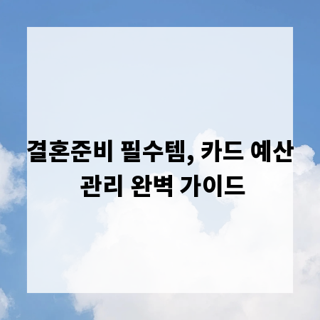 결혼준비 필수템, 카드 예산 관리 완벽 가이드