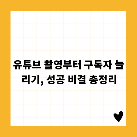 유튜브 촬영부터 구독자 늘리기, 성공 비결 총정리
