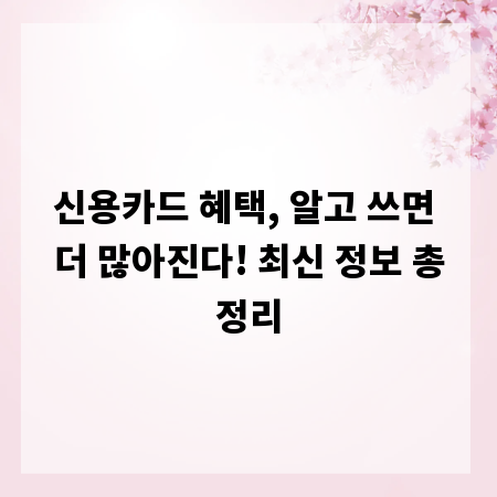 신용카드 혜택, 알고 쓰면 더 많아진다! 최신 정보 총정리