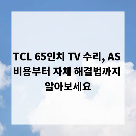 TCL 65인치 TV 수리, AS 비용부터 자체 해결법까지 알아보세요
