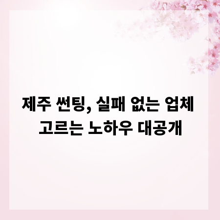 제주 썬팅, 실패 없는 업체 고르는 노하우 대공개
