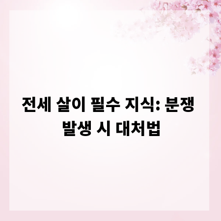 전세 살이 필수 지식: 분쟁 발생 시 대처법
