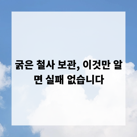 굵은 철사 보관, 이것만 알면 실패 없습니다