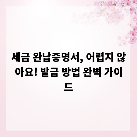 세금 완납증명서, 어렵지 않아요! 발급 방법 완벽 가이드