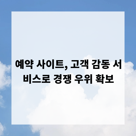 예약 사이트, 고객 감동 서비스로 경쟁 우위 확보