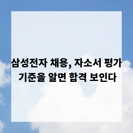 삼성전자 채용, 자소서 평가 기준을 알면 합격 보인다