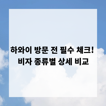 하와이 방문 전 필수 체크! 비자 종류별 상세 비교